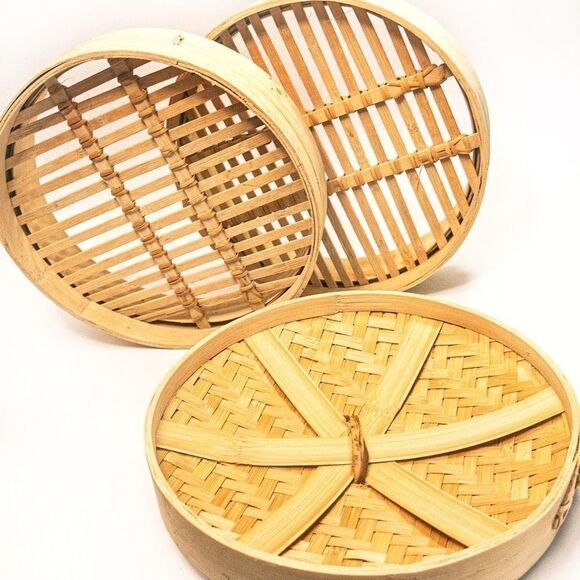 Household 2-Tier Bamboo Food Steamer: Healthy Vegetables Dumplings Dim Sum - Picture 4 of 9